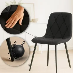 CLP Eetkamerstoel Clairton zwart Frame - Stof - zwart