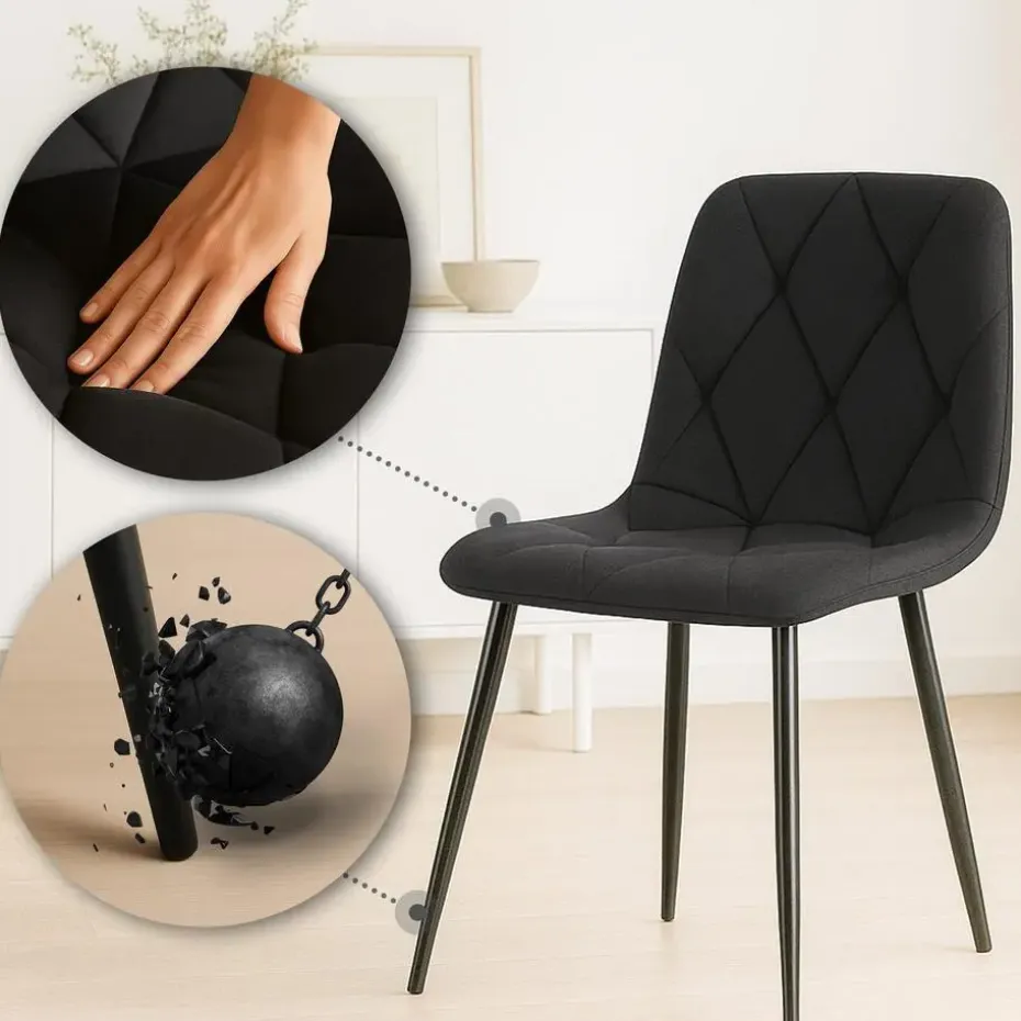 CLP Eetkamerstoel Clairton zwart Frame - Stof - zwart