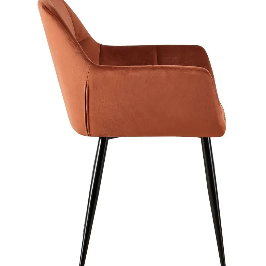 CLP Eetkamerstoel Emia zwart Frame - Fluweel - bruin