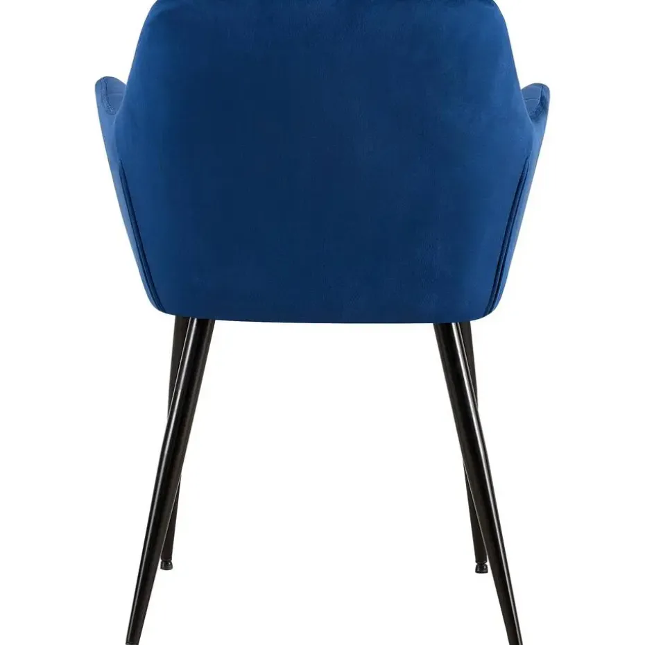 CLP Eetkamerstoel Emia zwart Frame - Fluweel - blauw