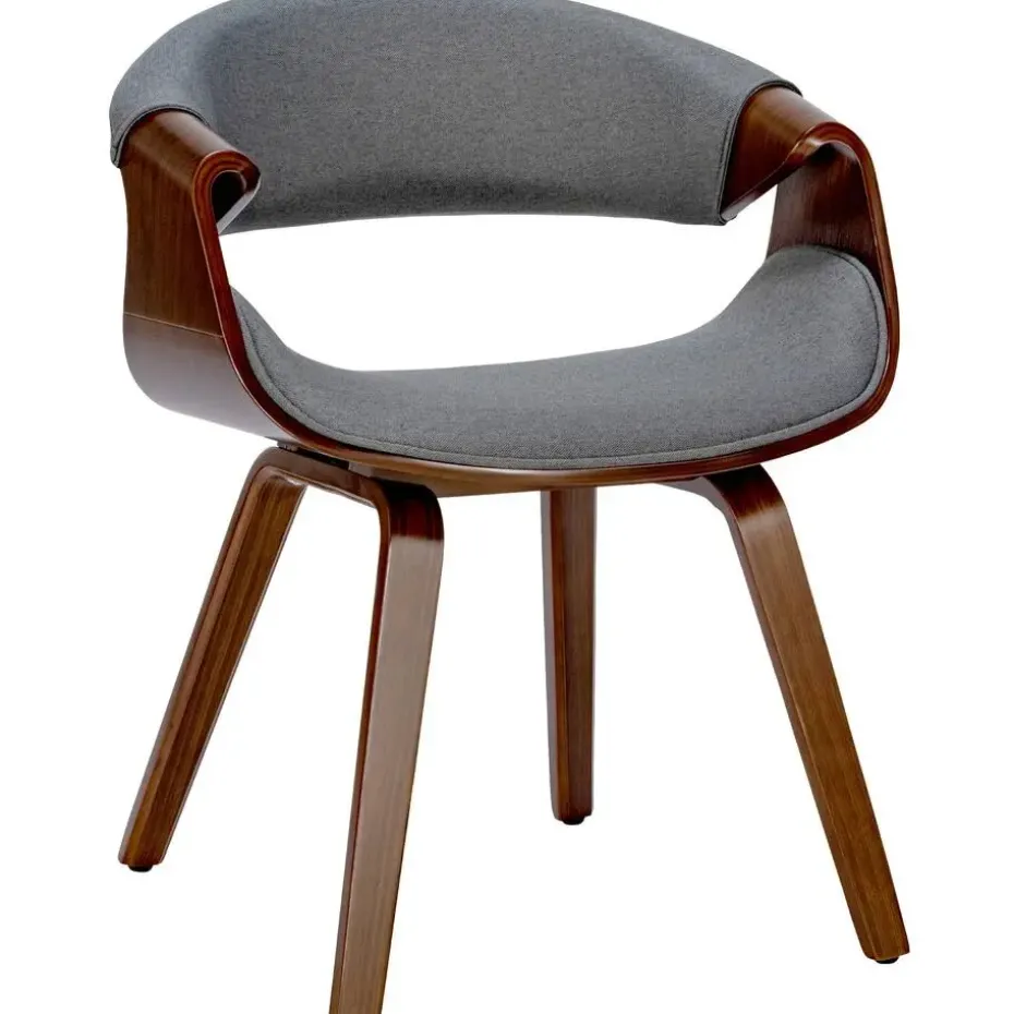 CLP Eetkamerstoel Foley walnoot Frame - Stof - walnoot/grijs