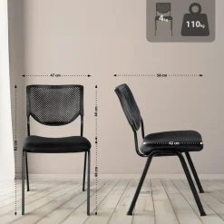 CLP Eetkamerstoel Kaber zwart Frame - Stof - zwart/zwart