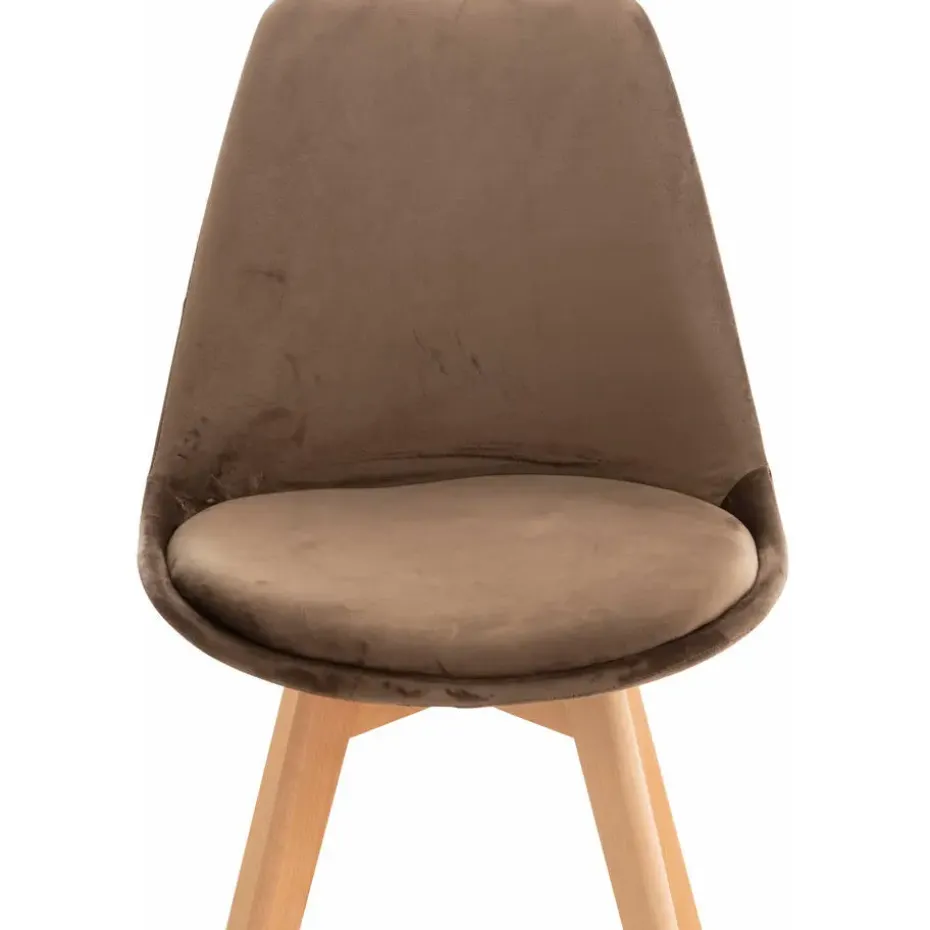 CLP Eetkamerstoel Linares natura Frame - Fluweel - donkerbruin
