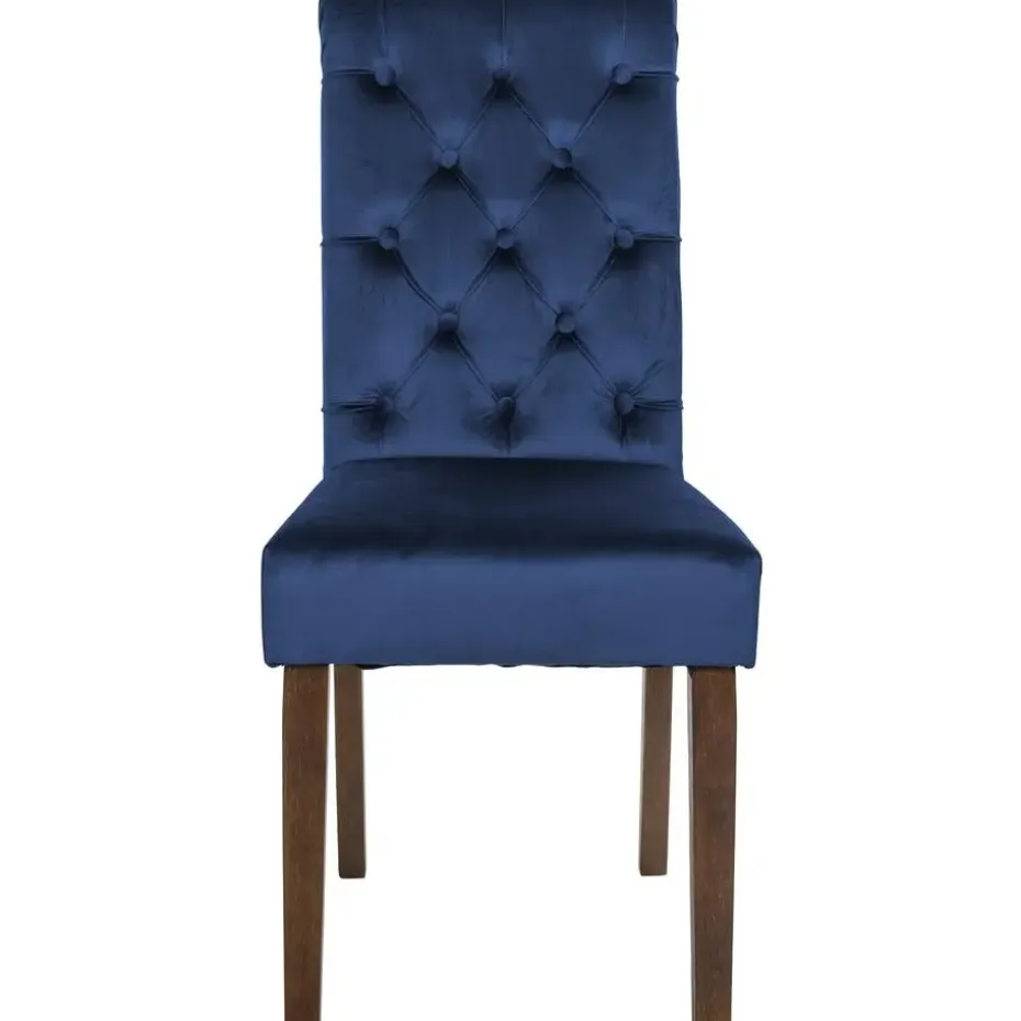 CLP Eetkamerstoel Lisburn walnoot Frame - Fluweel - blauw