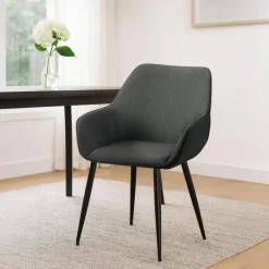 CLP Eetkamerstoel Luena zwart Frame - Stof - donkergrijs