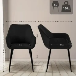 CLP Eetkamerstoel Luena zwart Frame - Stof - zwart