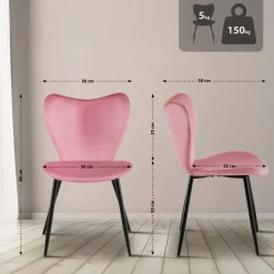 CLP Eetkamerstoel Maika zwart Frame - Fluweel - roze
