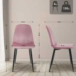 CLP Eetkamerstoel Maryam zwart Frame - Fluweel - roze