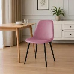 CLP Eetkamerstoel Maryam zwart Frame - Fluweel - roze