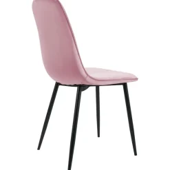 CLP Eetkamerstoel Maryam zwart Frame - Fluweel - roze
