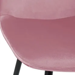 CLP Eetkamerstoel Maryam zwart Frame - Fluweel - roze