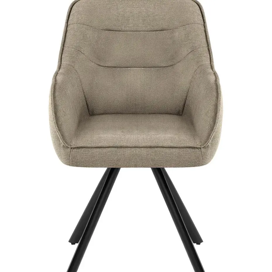 CLP Eetkamerstoel Pettuli zwart Frame - Stof - taupe