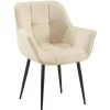 CLP Eetkamerstoel Roseville zwart Frame - Fluweel - creme