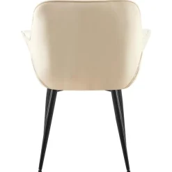 CLP Eetkamerstoel Roseville zwart Frame - Fluweel - creme