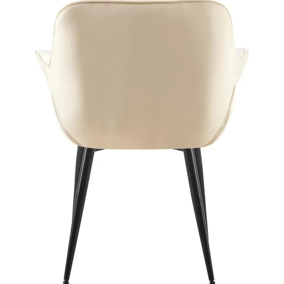 CLP Eetkamerstoel Roseville zwart Frame - Fluweel - creme