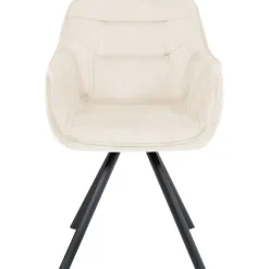 CLP Eetkamerstoel Russel zwart Frame - Fluweel - creme