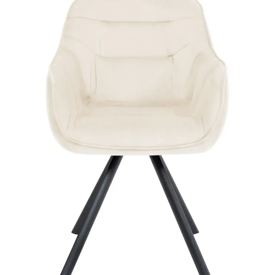 CLP Eetkamerstoel Russel zwart Frame - Fluweel - creme