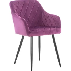 CLP Eetkamerstoel Shila zwart Frame - Fluweel - purper