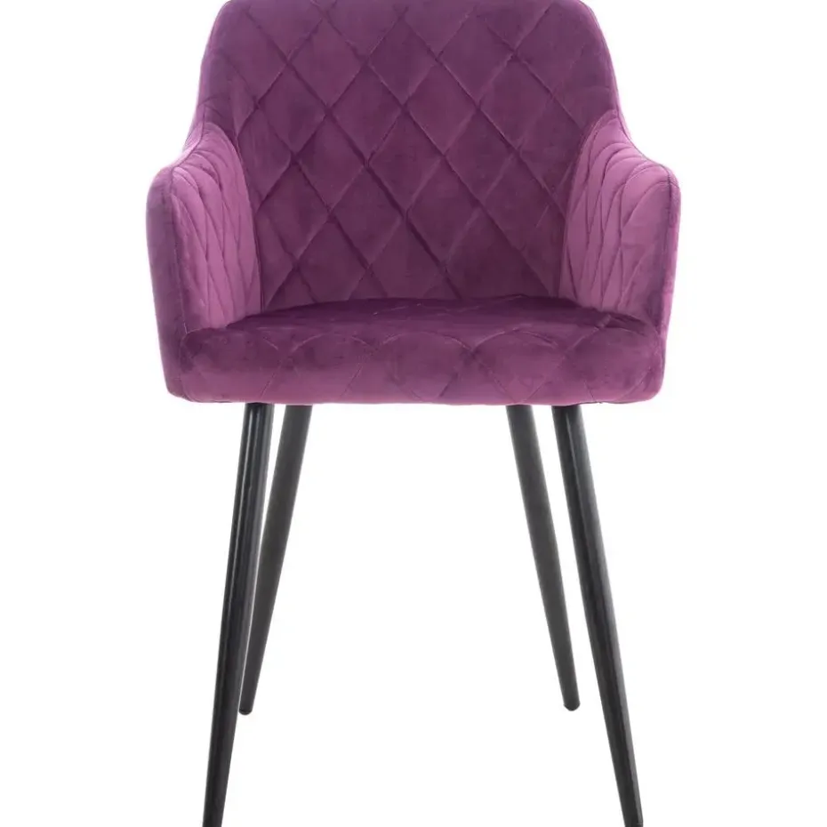 CLP Eetkamerstoel Shila zwart Frame - Fluweel - purper