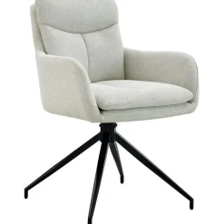 CLP Eetkamerstoel Somers zwart Frame - Stof - creme