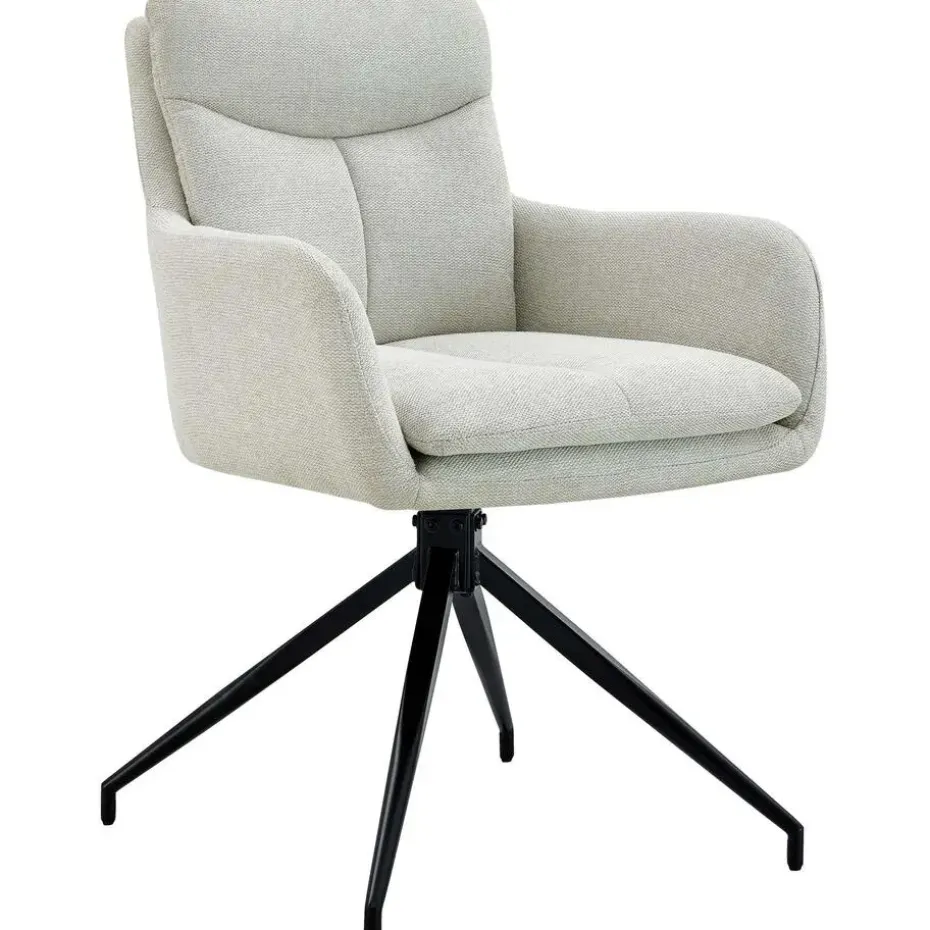 CLP Eetkamerstoel Somers zwart Frame - Stof - creme