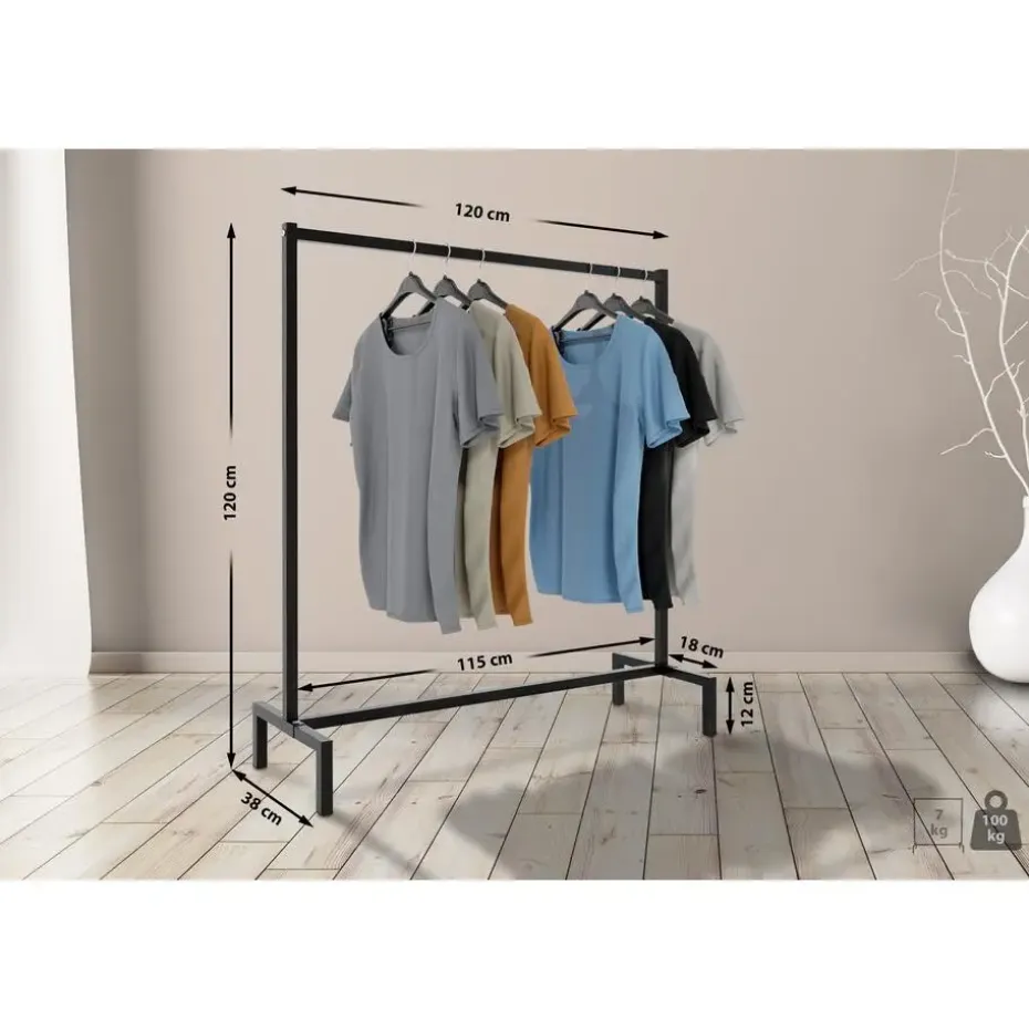 CLP Kledingrek Melva 120x120x38 cm - zwart