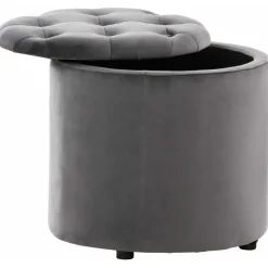 CLP Poef Pantin zwart Frame - Fluweel - grijs