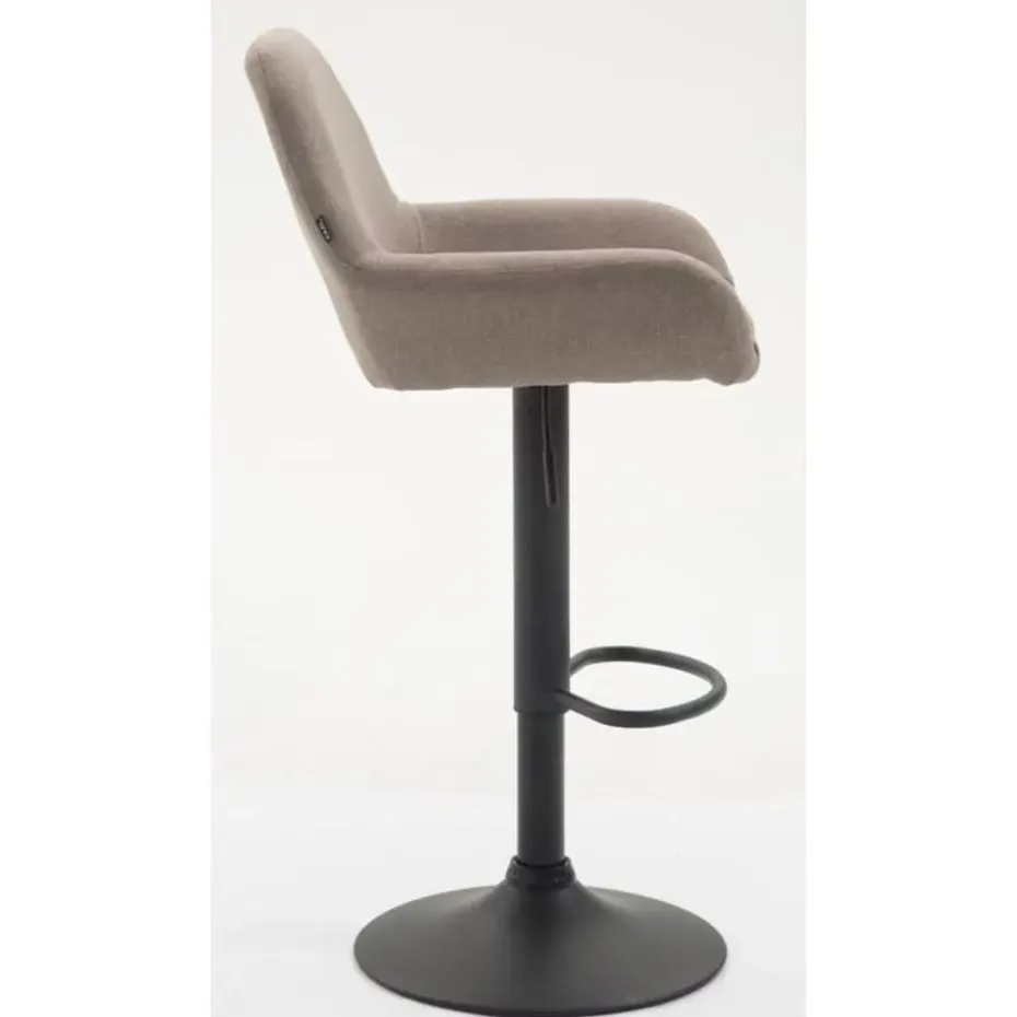 CLP Set van 2 Barkruk Braga zwart Frame - Stof - taupe