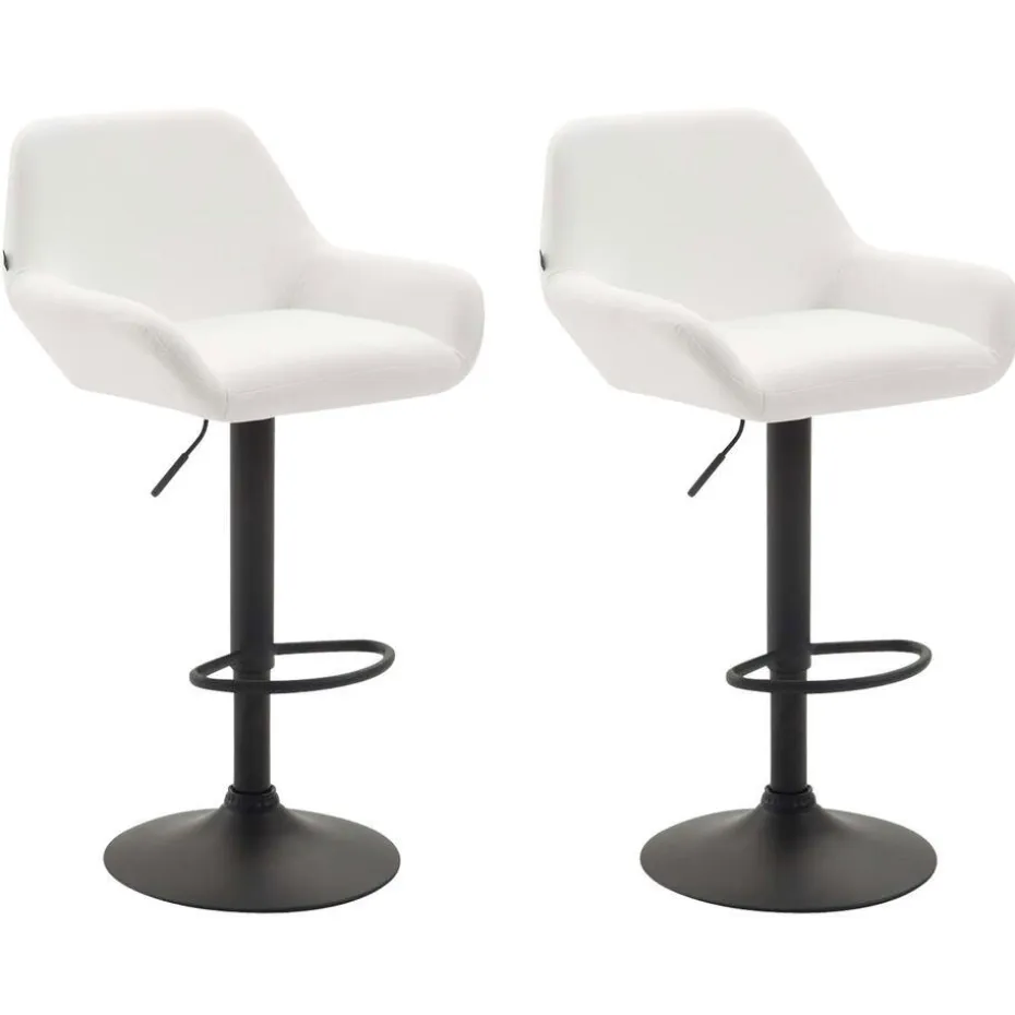 CLP Set van 2 Barkruk Braga zwart Frame - Kunstleer (PVC) - wit