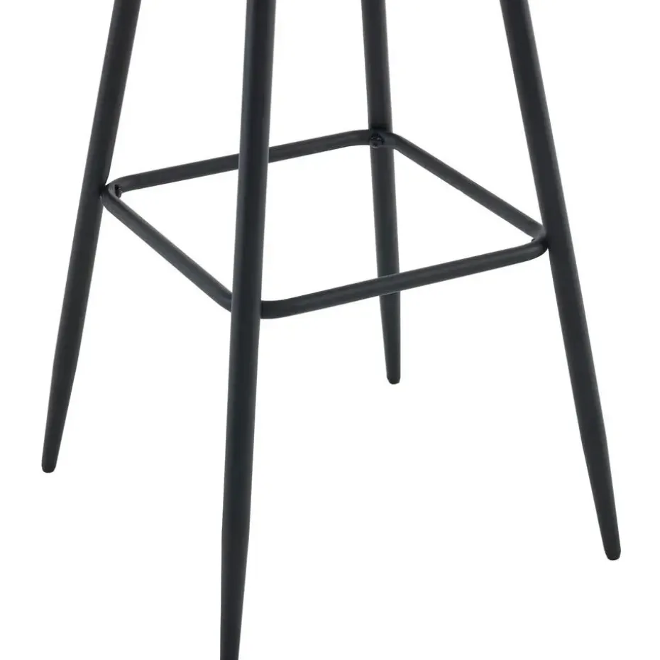 CLP Set van 2 Barkruk Dartford mat zwart Frame - Fluweel - donkergrijs