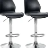CLP Set van 2 Barkruk Gilbert chroom Frame - Kunststof - zwart