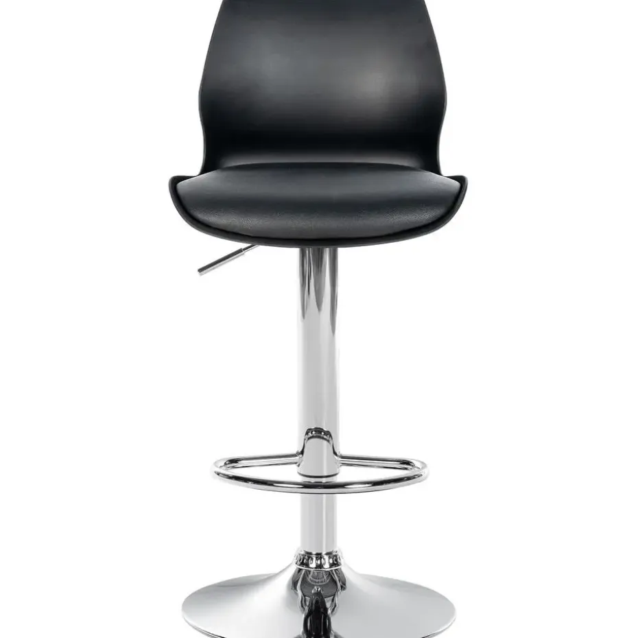 CLP Set van 2 Barkruk Gilbert chroom Frame - Kunststof - zwart