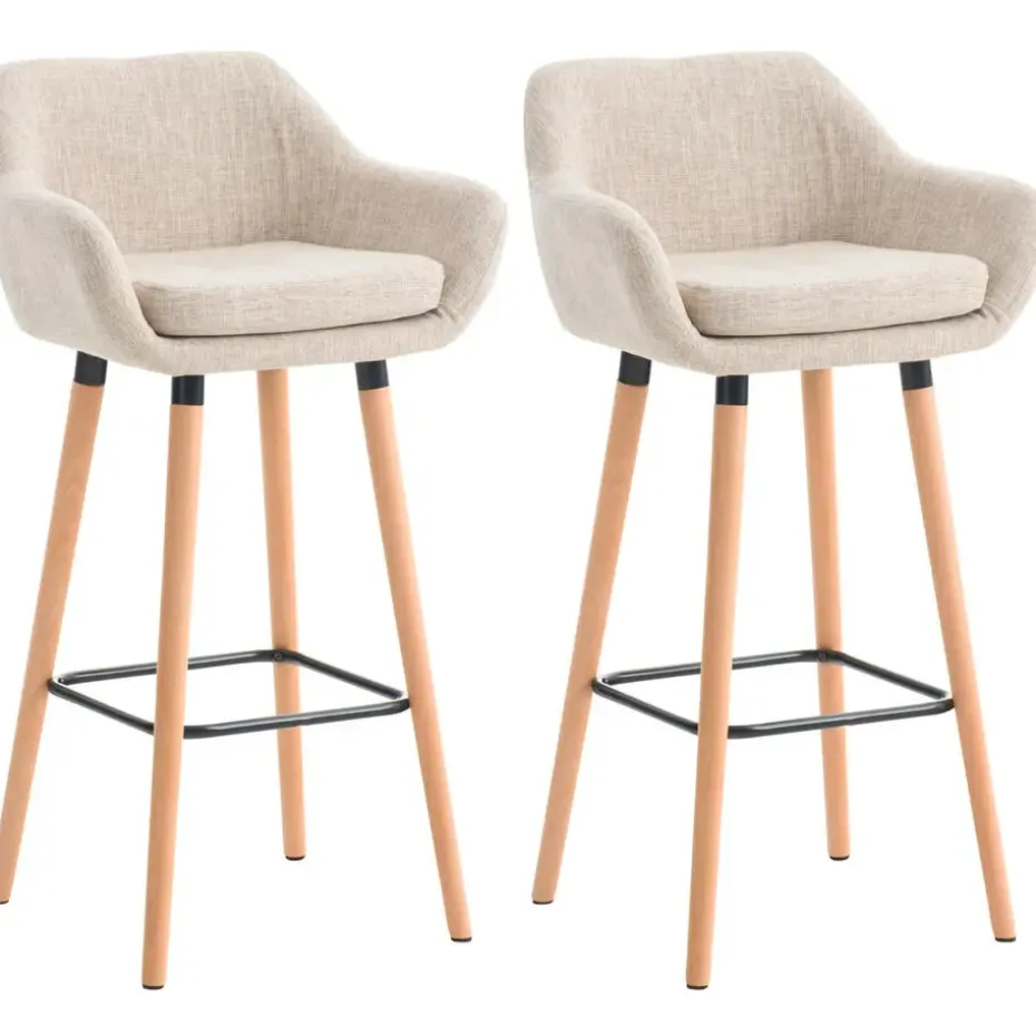 CLP Set van 2 Barkruk Grant natura Frame - Stof - creme