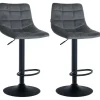 CLP Set van 2 Barkruk Jerry zwart Frame - Fluweel - donkergrijs