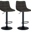 CLP Set van 2 Barkruk Jerry zwart Frame - Stof - donkergrijs