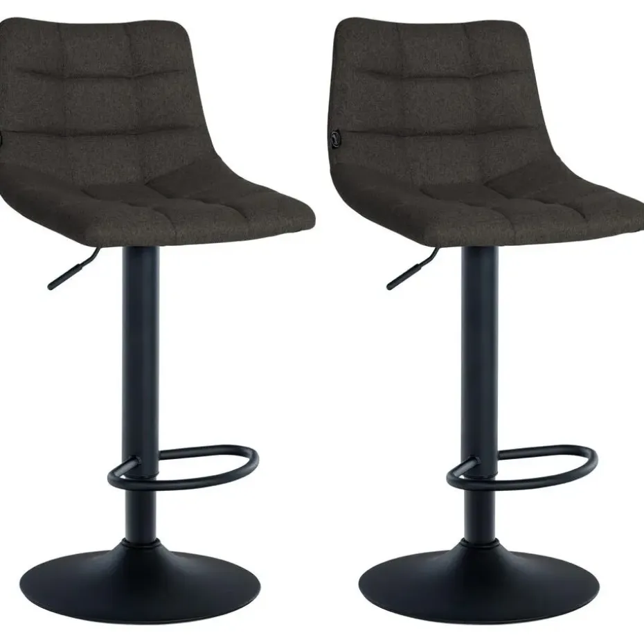 CLP Set van 2 Barkruk Jerry zwart Frame - Stof - donkergrijs