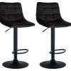 CLP Set van 2 Barkruk Jerry zwart Frame - Fluweel - zwart