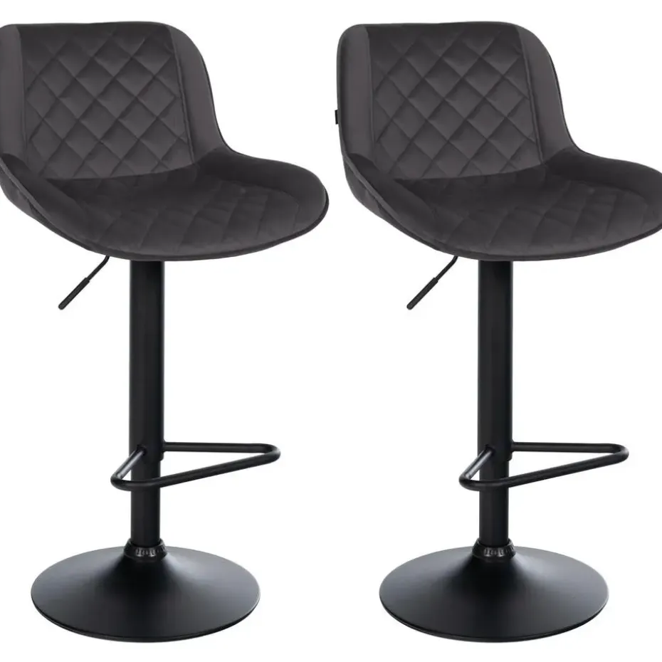 CLP Set van 2 Barkruk Kasson zwart Frame - Fluweel - zwart
