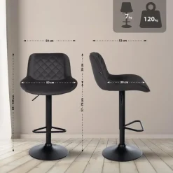 CLP Set van 2 Barkruk Kasson zwart Frame - Fluweel - zwart