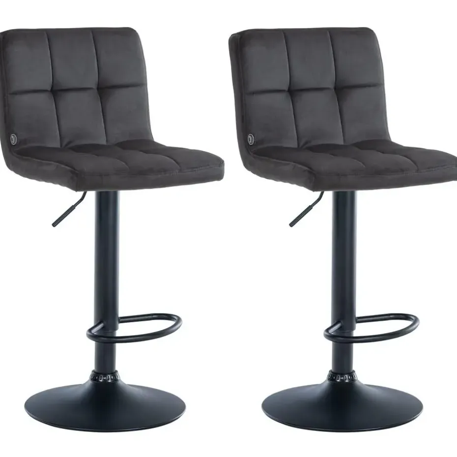 CLP Set van 2 Barkruk Peru zwart Frame - Fluweel - zwart