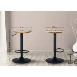 CLP Set van 2 Barkruk Skelde zwart Frame - Hout - natura