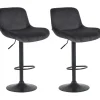 CLP Set van 2 Barkruk Solon mat zwart Frame - Fluweel - zwart