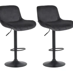 CLP Set van 2 Barkruk Solon mat zwart Frame - Fluweel - zwart