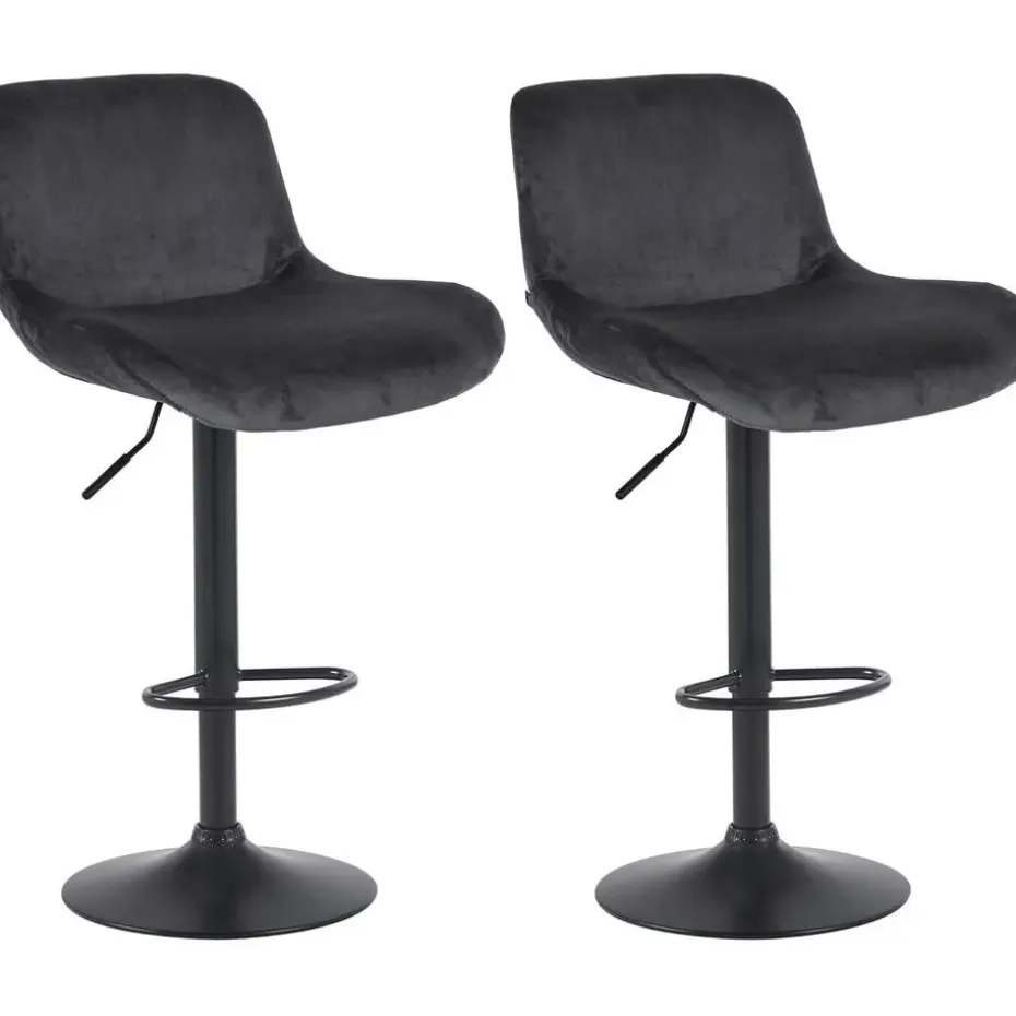 CLP Set van 2 Barkruk Solon mat zwart Frame - Fluweel - zwart