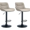 CLP Set van 2 Barkruk Vonore zwart Frame - Stof - taupe