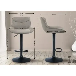 CLP Set van 2 Barkruk Vonore zwart Frame - Stof - taupe