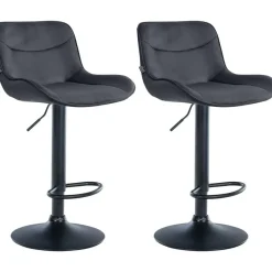 CLP Set van 2 Barkruk Vonore zwart Frame - Fluweel - zwart