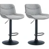 CLP Set van 2 Barkruk Vonore zwart Frame - Stof - grijs