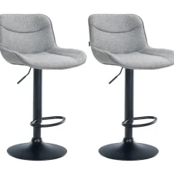 CLP Set van 2 Barkruk Vonore zwart Frame - Stof - grijs