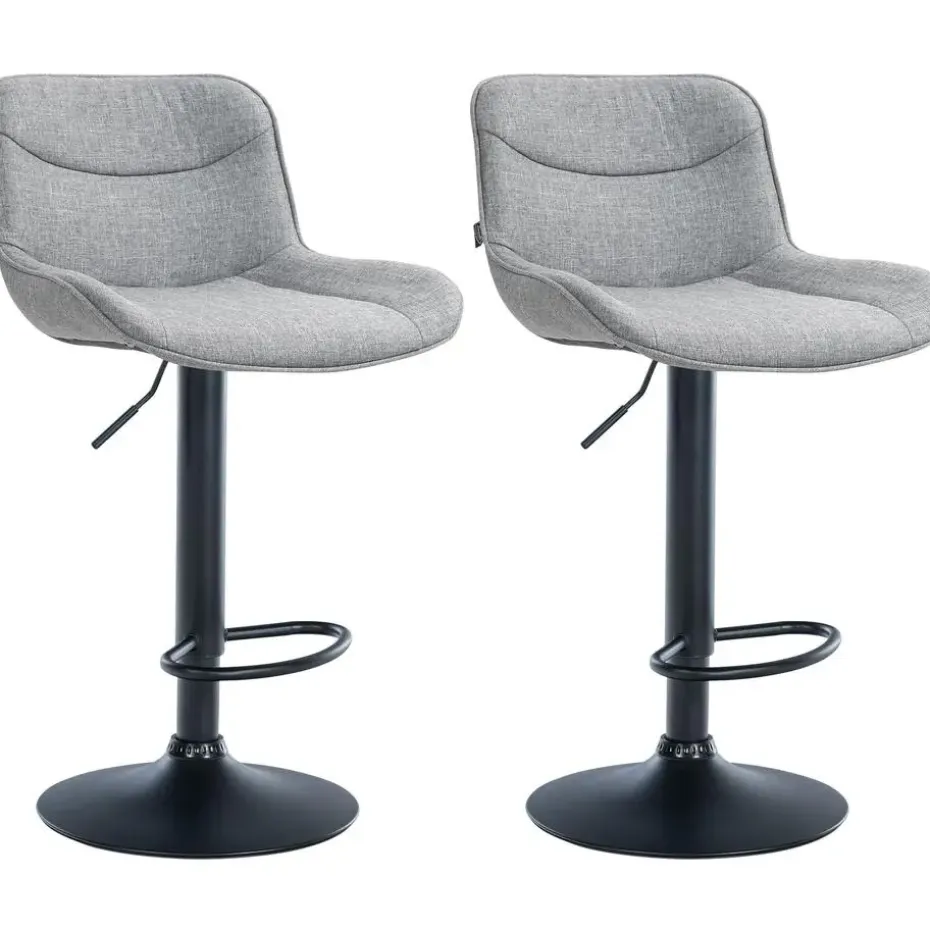 CLP Set van 2 Barkruk Vonore zwart Frame - Stof - grijs
